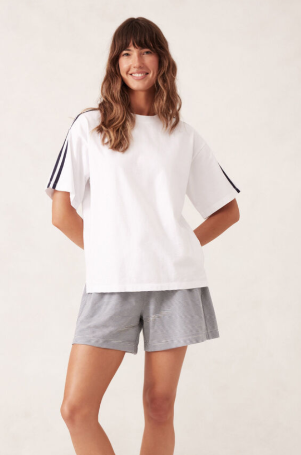 Sporty Tape Tee White/New Navy Tape