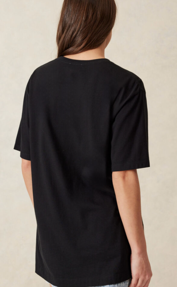 Longline Step Hem Tee Black - Image 2