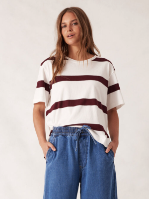 Slouchy Split Hem Tee VanillaPort Stripe