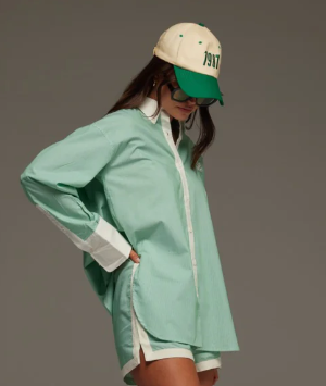 Club Cotton Shirt Green Stripe
