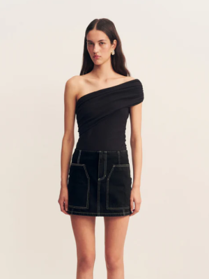 Patch Pocket Mini Skirt Black