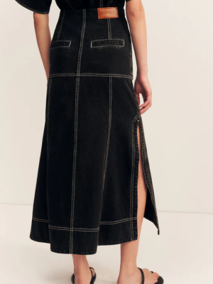 Panelled Midi Skirt Black