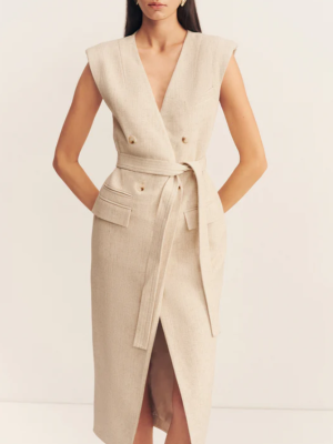 Sleeveless Blazer Midi Dress