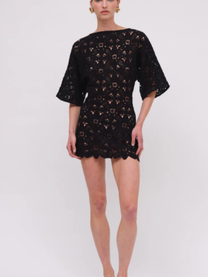 Rocky Embroidery Crochet Mini Black