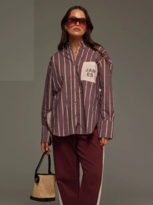 Alpine Cotton Stripe Shirt Red Wine