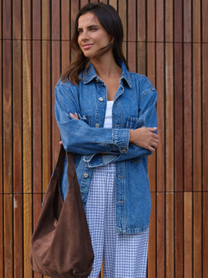 Denim Side Pocket Shacket Indigo