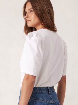 Pleat Sleeve Tee White