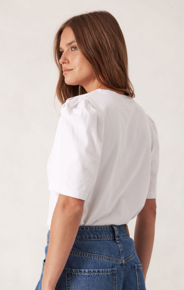 Pleat Sleeve Tee White
