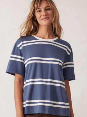 Slouchy Split Hem Tee MoonlightVanilla Heritage Stripe
