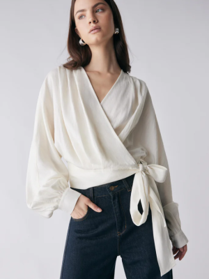 Hilton Tie Side Blouse Ivory