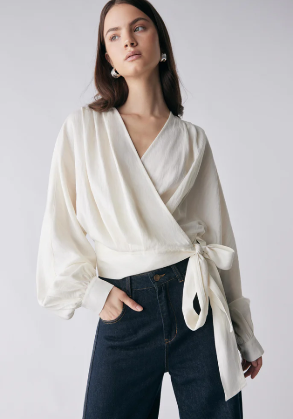 Hilton Tie Side Blouse Ivory