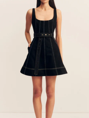 Belted Mini Dress Black