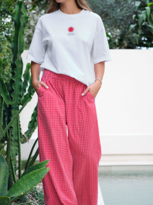 The Lounge Pant Red White Check