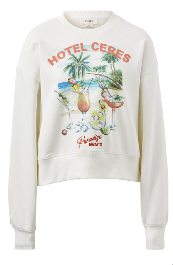 Cropped Slouchy Crew Hotel Cerres Print