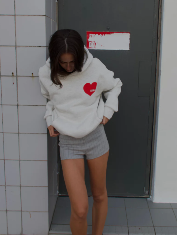 Hoodie Grey Red Heart