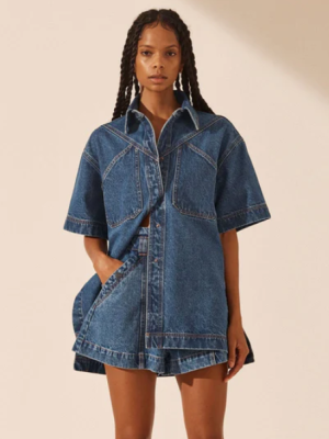 Raquel Short Sleeve Shirt - Vintage Blue