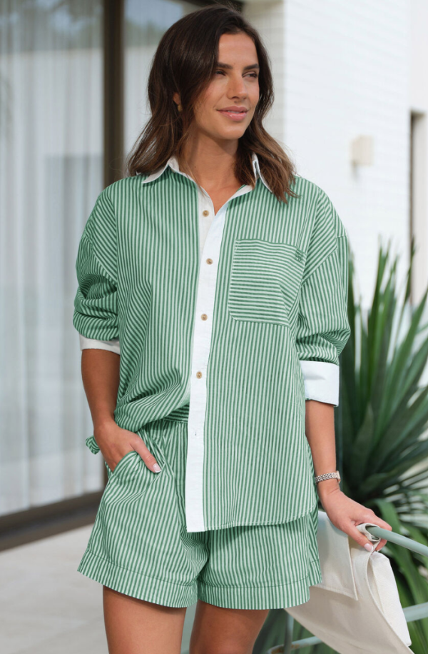 Peta Oversized Shirt Kelly Green Stripe