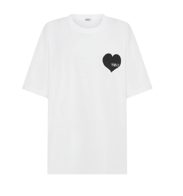 Ssaint White Black Heart Tee