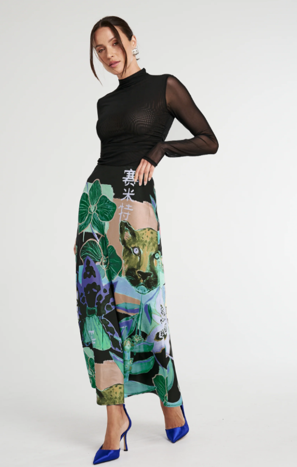 LS Ruched High Neck Top Black
