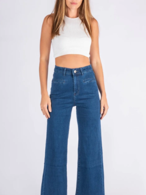 Stretch Wide Leg Jean Blue
