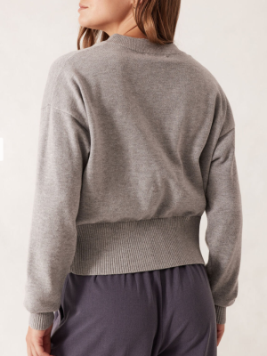 Soft Crew Cardi Grey Marle