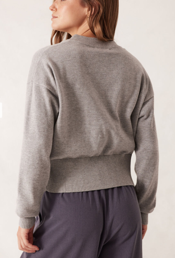 Soft Crew Cardi Grey Marle