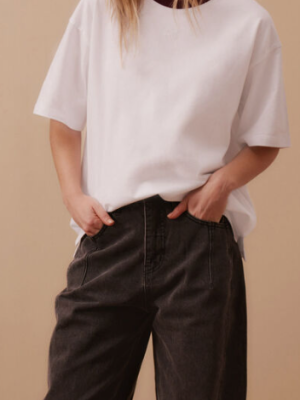 Ringer Tee - White/Raisin