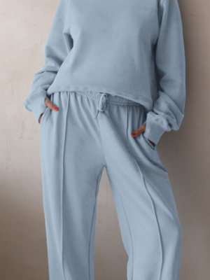 Relaxed Pin Tuck Trackpant - Chalk Blue