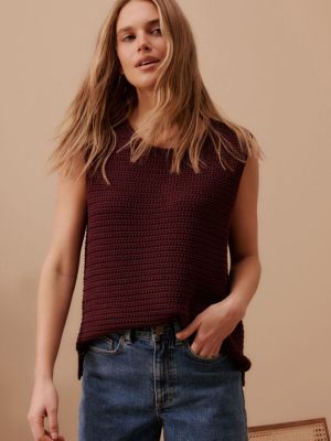 Margot Mesh Knit Tank Wine