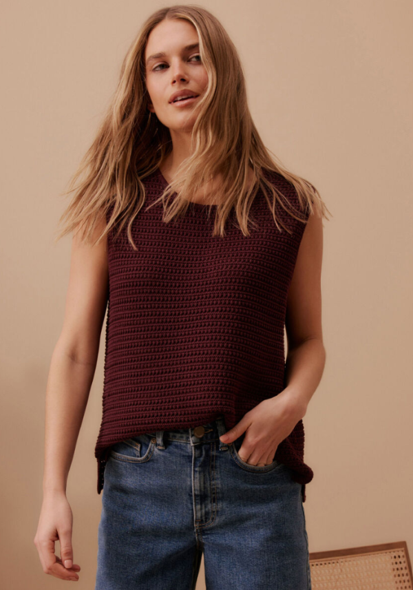 Margot Mesh Knit Tank Wine