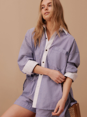 Peta Oversized Shirt College Blue Stripe White