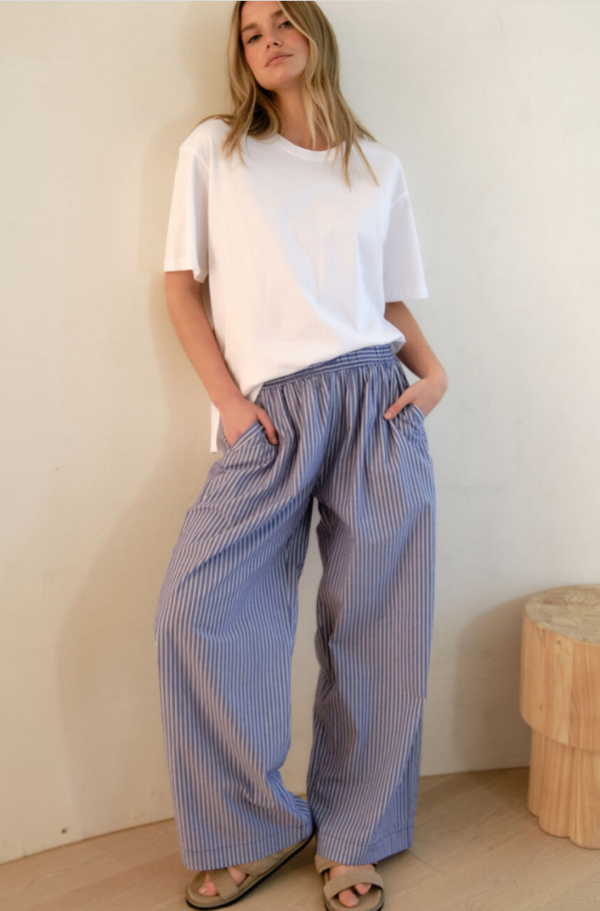 The Lounge Pant College Blue White Stripe