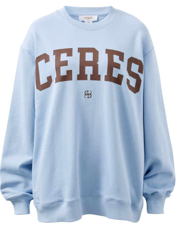 Oversized Slouchy Crew Chalk Blue Heritage Logo