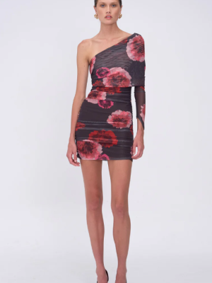 Frida Draped Off Shpoulder LS Mini Floral Print - Size Medium