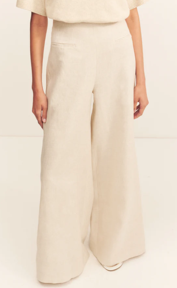 Elliot High Waisted Wide Leg Pant - Parchment