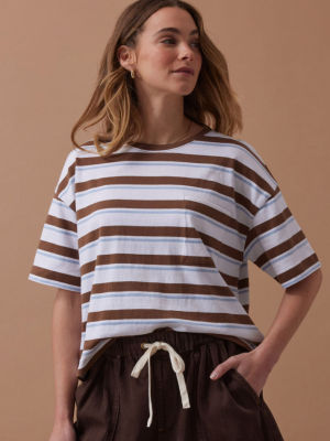Boxy Pocket Tee WhiteMilk Choc Chalk