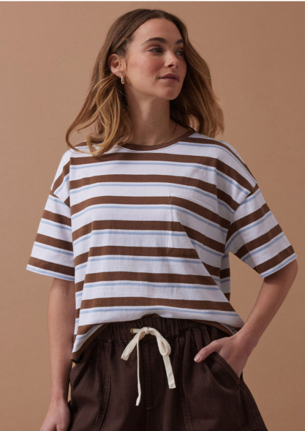 Boxy Pocket Tee WhiteMilk Choc Chalk