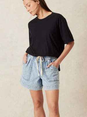 Longline Step Hem Tee Black