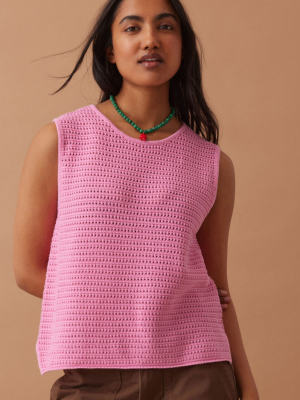 Margot Mesh Knit Tank Hibiscus Pink