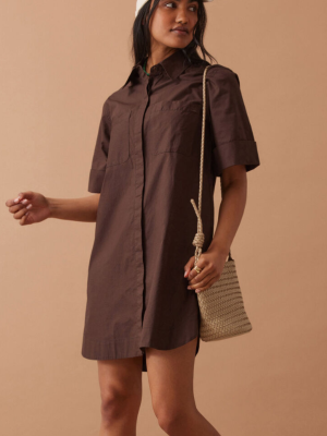 Sara Mini Shirt Dress Chocolate