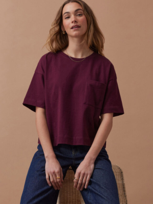 Boxy Pocket Tee Raisin