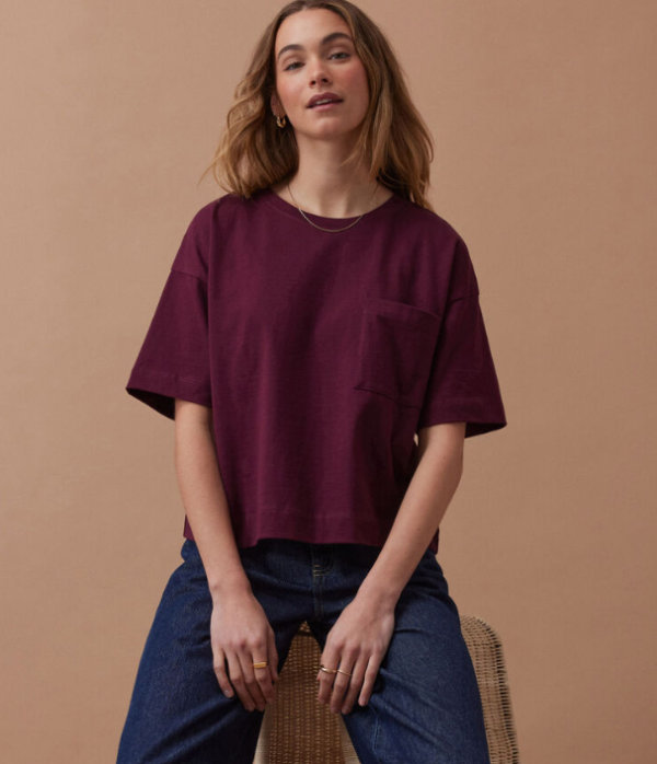 Boxy Pocket Tee Raisin