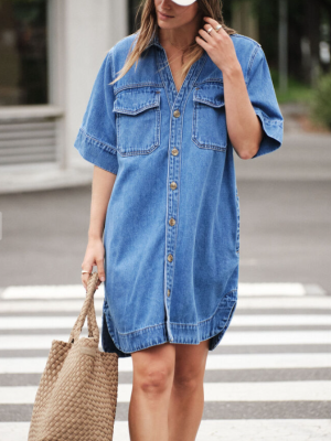 Relaxed Shirt Dress Fresh Indigo