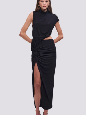 KayKay Draped Maxi Dress Black