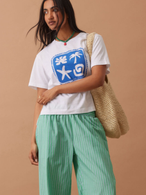 Stevie Slouchy Tee White Ceres Paradise Print