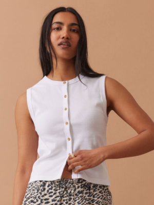 Lyla Button Through Tank White