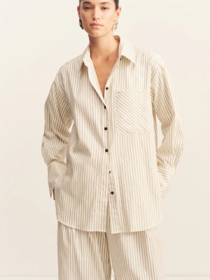 Hudson Shirt Blanc Pinstripe