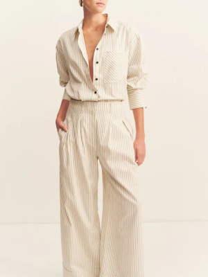 Hudson High Waisted Relaxed Pant Blanc Poinstripe