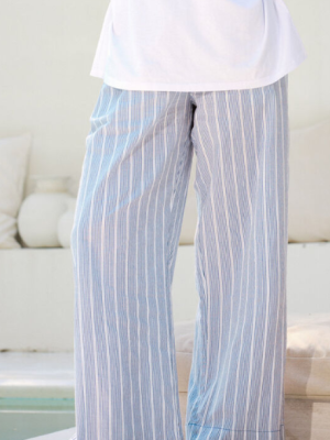 The Lounge Pant College Blue Ladder Stripe
