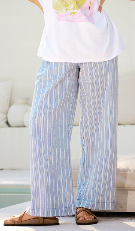 The Lounge Pant College Blue Ladder Stripe